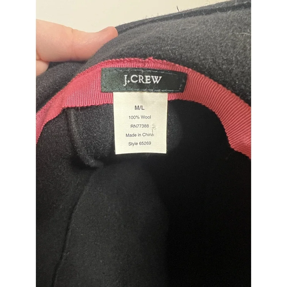 J Crew Hat‎ Cloche Wool Black Womens M L Classic Brim Dressy Vintage Style